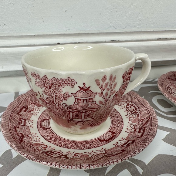 Set of 3 Royal Wessex Pink Willow Rosa Cup & Saucer Set Made in England - Picture 11 of 13